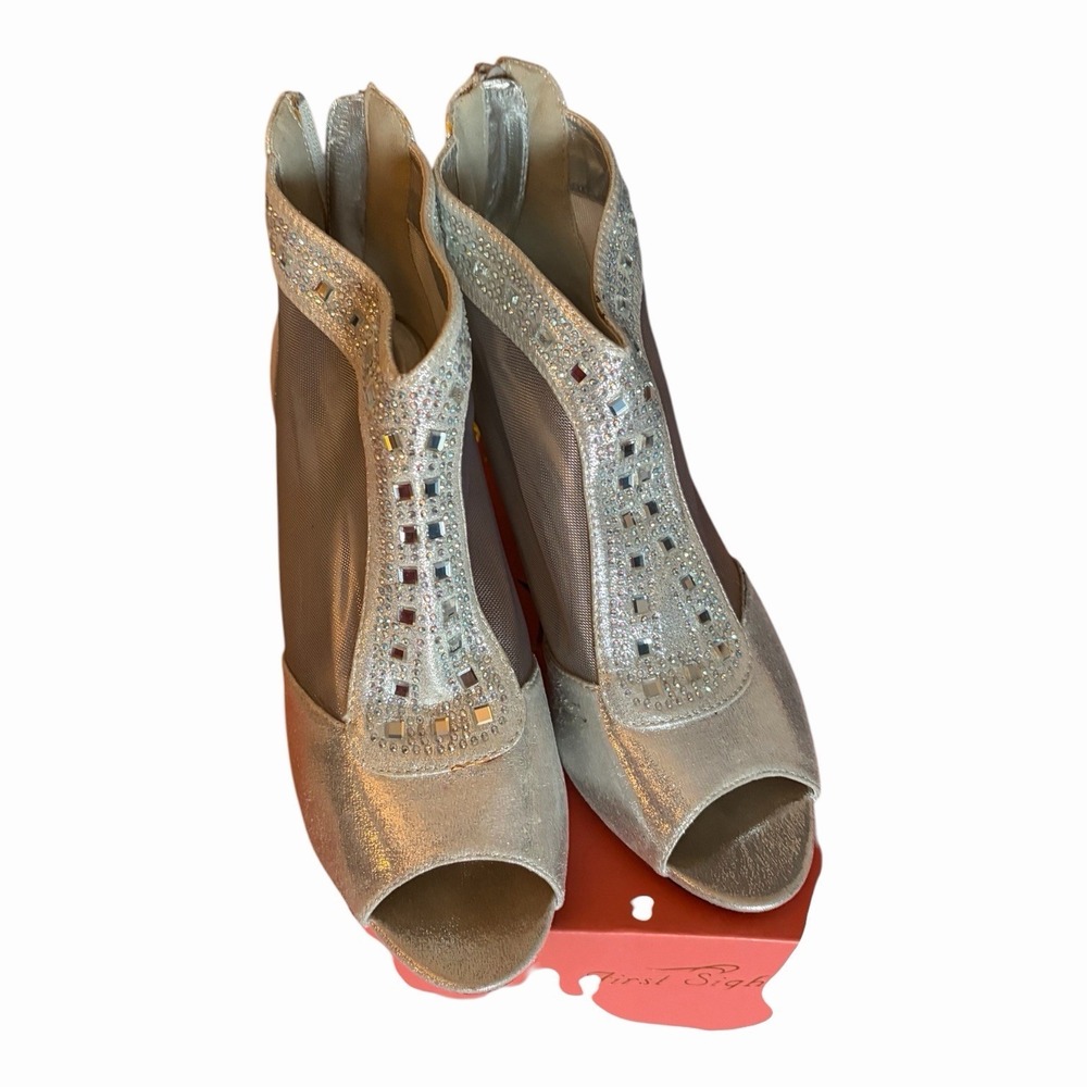 Women‎ Summer Mesh Peep Toe Boots Rhinestone High Heels Sandals Pumps #wedding